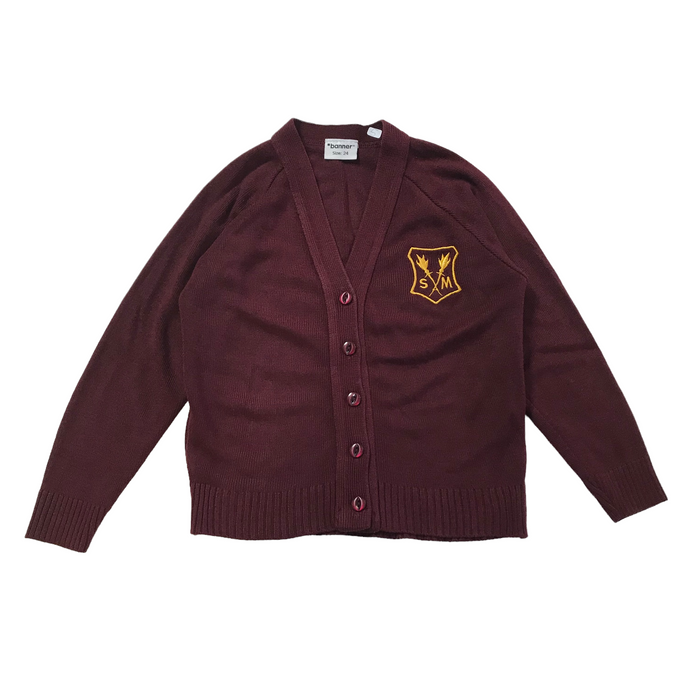 St Marthas Primary Burgundy V-neck jersey Cardigan