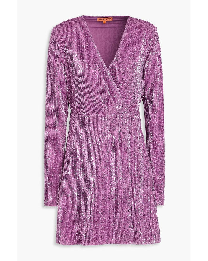 Stine Goya Noelia Sequin Embellished Orchid Purple Mini Dress