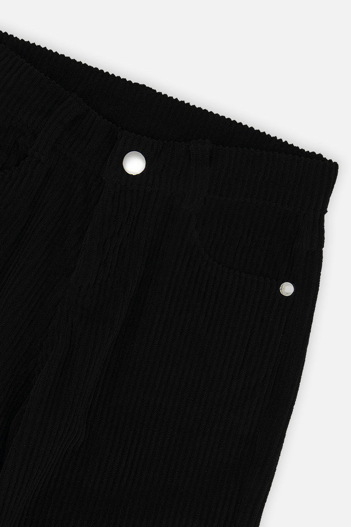 Additional view of the black stretch corduroy wide-leg pants by Deux par Deux