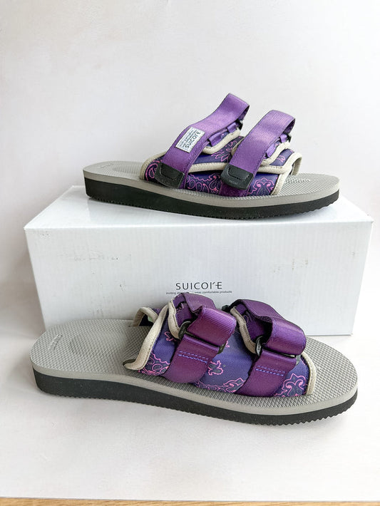 Suicoke Moto Cab Purple Paisley Sandals Sliders