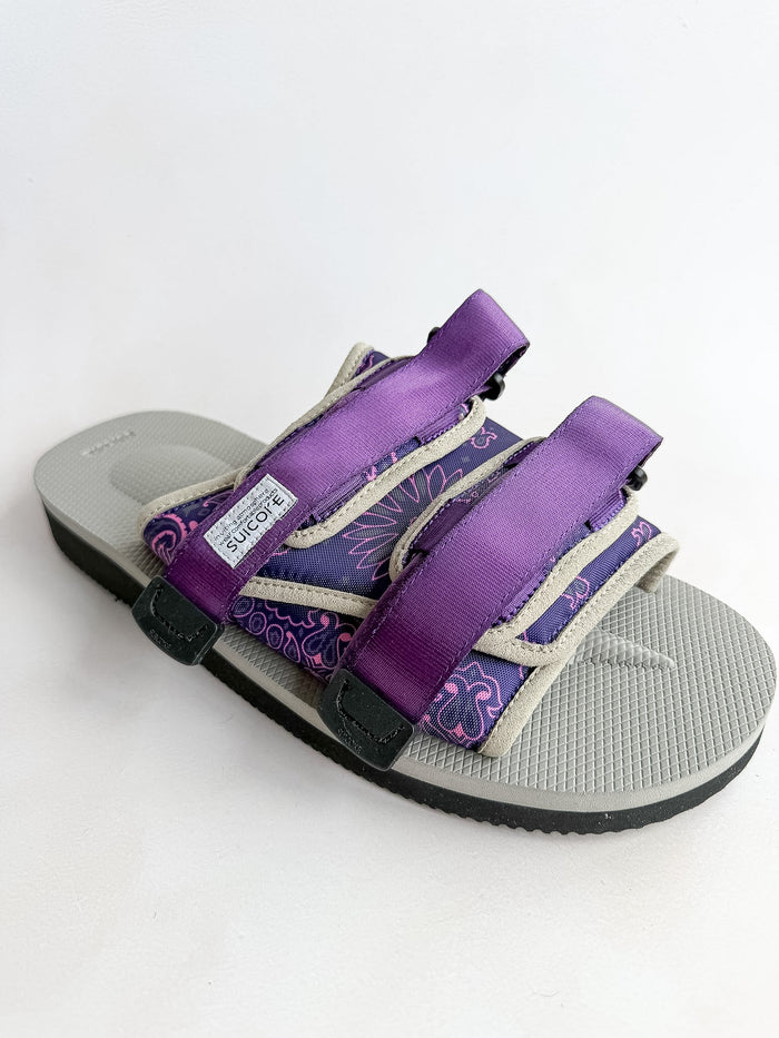 Suicoke Moto Cab Purple Paisley Sandals Sliders