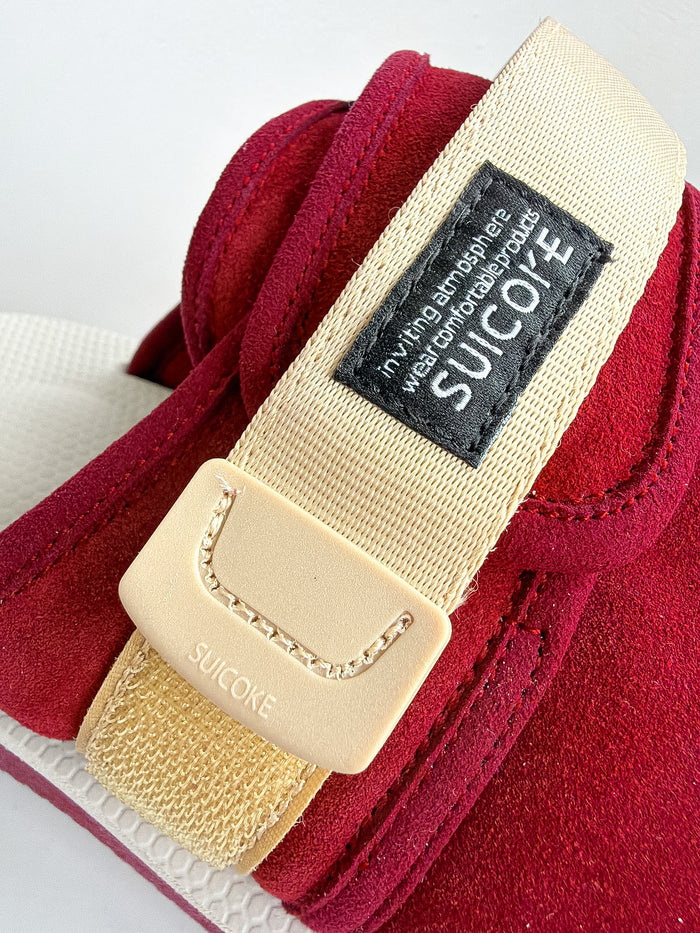 Suicoke Zavo Cab Red Suede Slip On Strap Mule Sandals