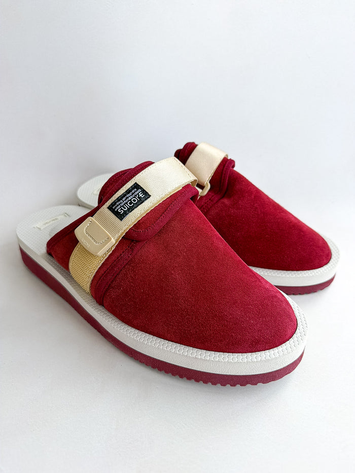 Suicoke Zavo Cab Red Suede Slip On Strap Mule Sandals