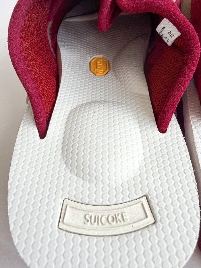 Suicoke Zavo Cab Red Suede Slip On Strap Mule Sandals