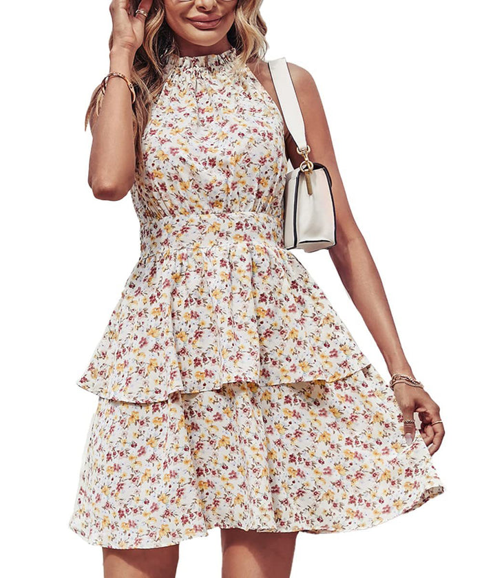 Summer Printed Halter Boho Beach Dress