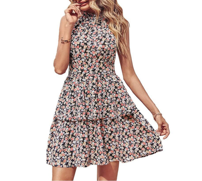 Summer Printed Halter Boho Beach Dress