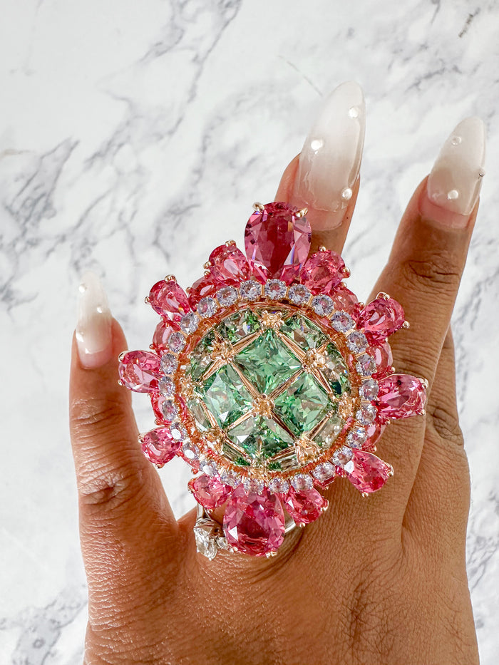 Swarovski Curiosa Cocktail ring Multicoloured, 18k rose gold plated