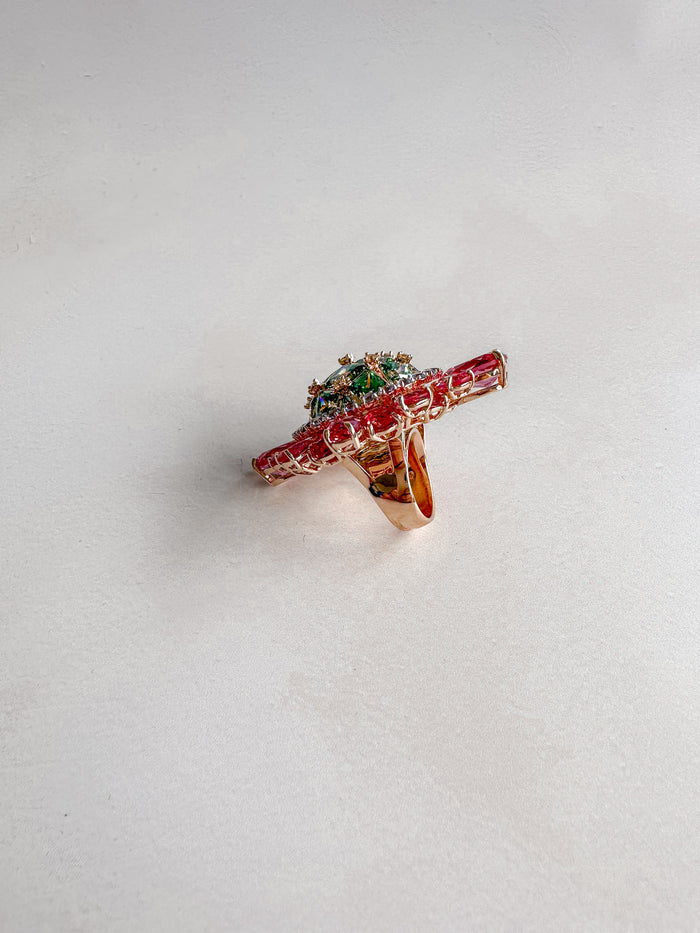 Swarovski Curiosa Cocktail ring Multicoloured, 18k rose gold plated