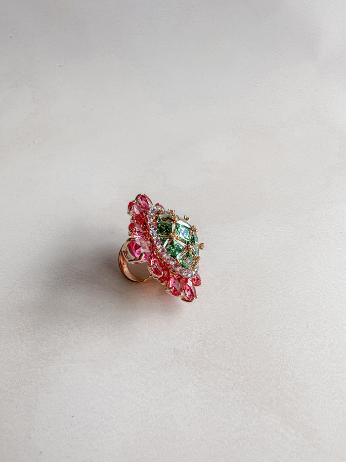 Swarovski Curiosa Cocktail ring Multicoloured, 18k rose gold plated