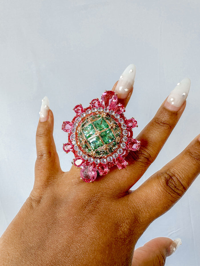 Swarovski Curiosa Cocktail ring Multicoloured, 18k rose gold plated