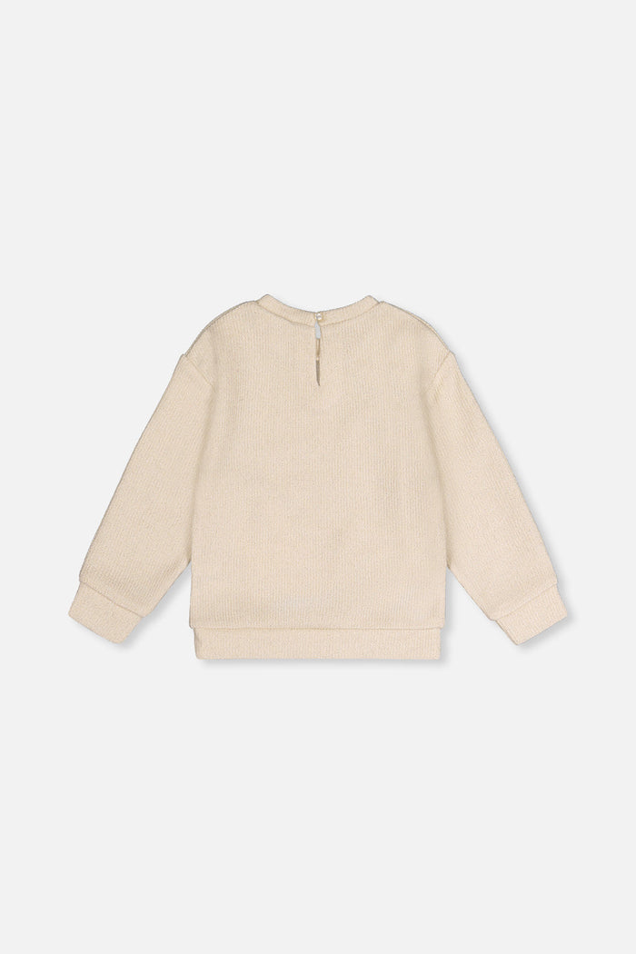 Deux par Deux girls beige and black bow sweatshirt, back view