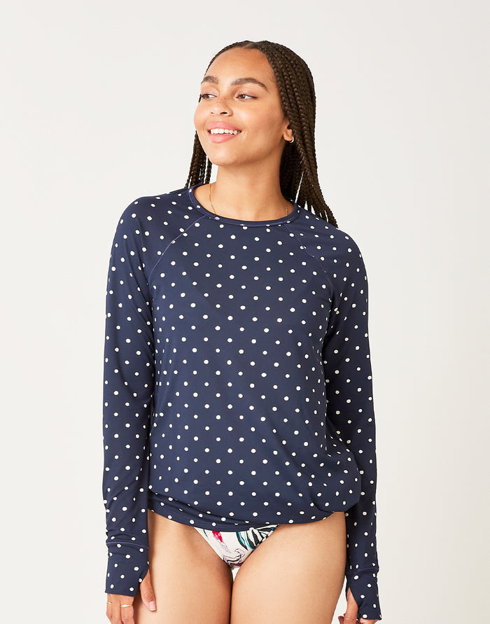 Sydney Sunshirt: Navy Polka Dot - FINAL SALE