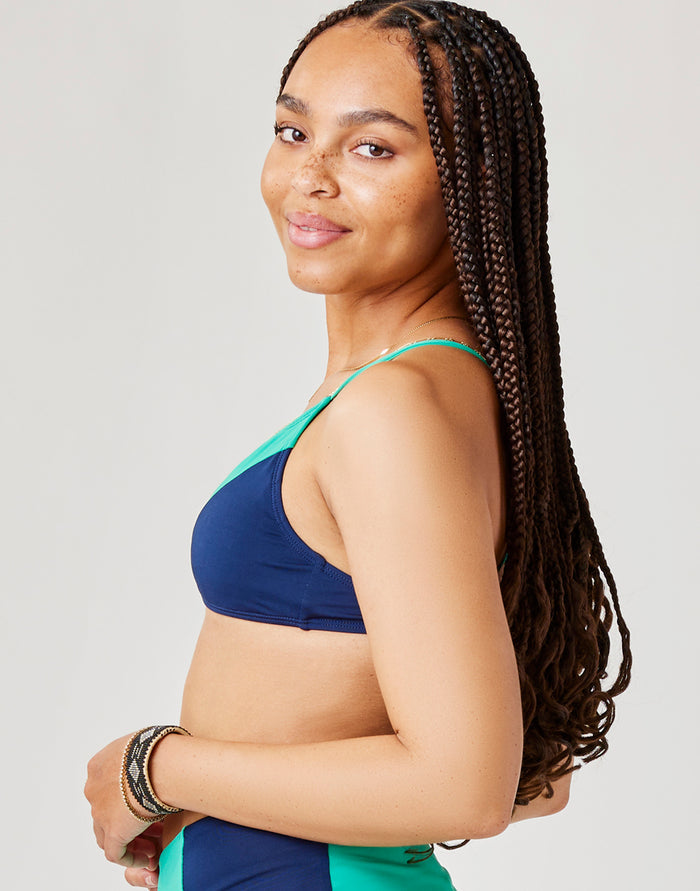 Tamarindo Colorblock Top: Navy w. Fern - FINAL SALE