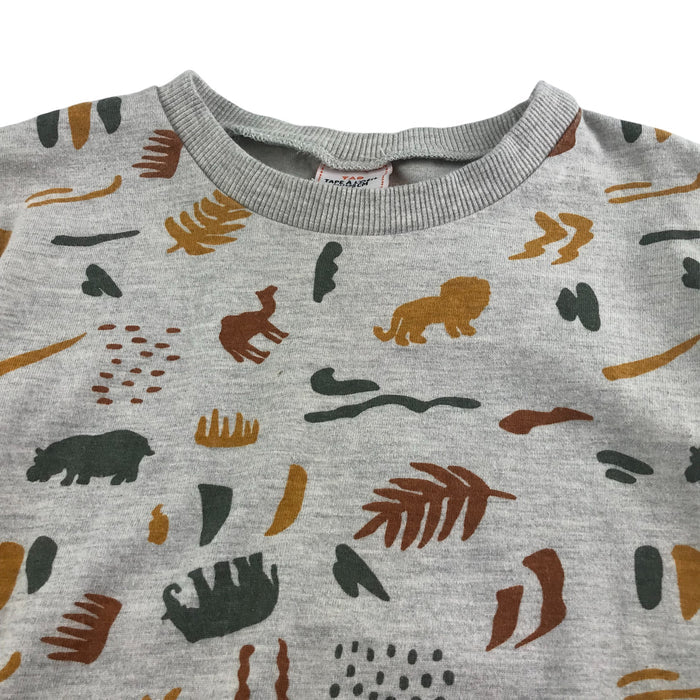 Tape a l'oeil 7-8 years grey nature animals print sweater