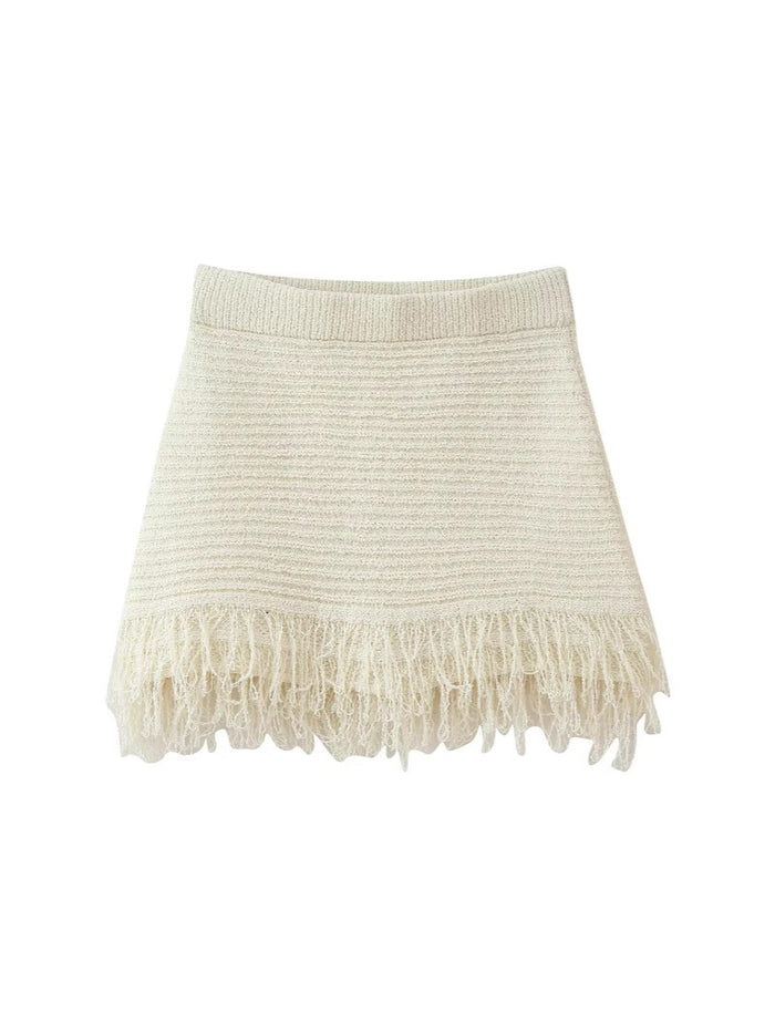 Tassel Knit Crop Top & Mini Skirt