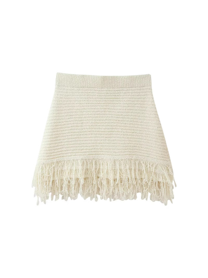 Tassel Knit Crop Top & Mini Skirt