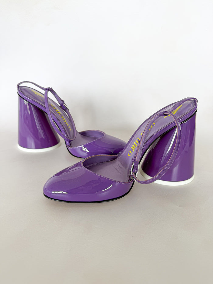 The Attico Purple Luz Patent Leather Slingback Pumps