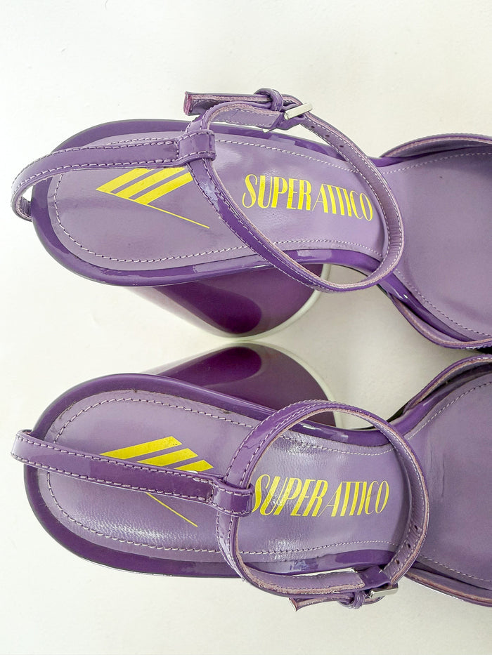 The Attico Purple Luz Patent Leather Slingback Pumps