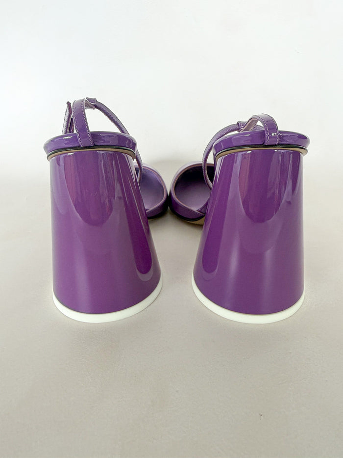 The Attico Purple Luz Patent Leather Slingback Pumps