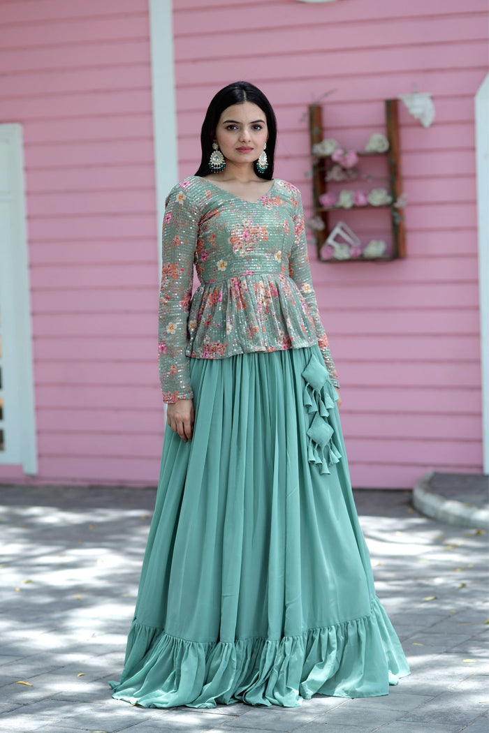 The Elegance Of Readymade Lehenga Choli Sets With Sequins Embroidery