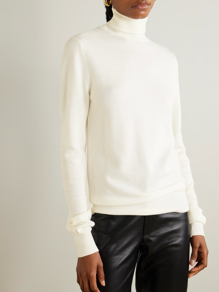 The Frankie Shop Eve Cream Merino Wool Turtleneck Sweater Jumper