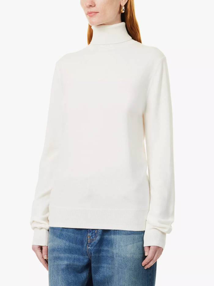 The Frankie Shop Eve Cream Merino Wool Turtleneck Sweater Jumper