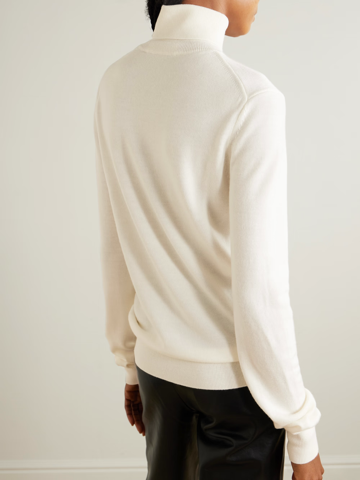 The Frankie Shop Eve Cream Merino Wool Turtleneck Sweater Jumper