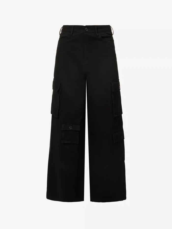 THE FRANKIE SHOP Hailey Patch-Pocket Straight-Leg High-Rise Black Jeans - House Of Huntington