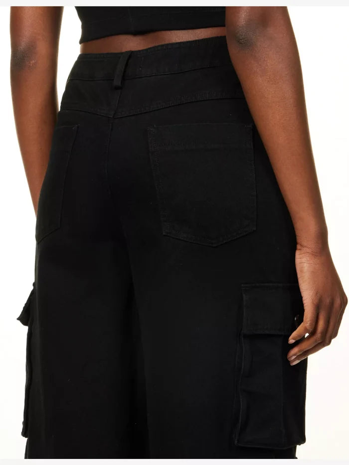 THE FRANKIE SHOP Hailey Patch-Pocket Straight-Leg High-Rise Black Jeans - House Of Huntington