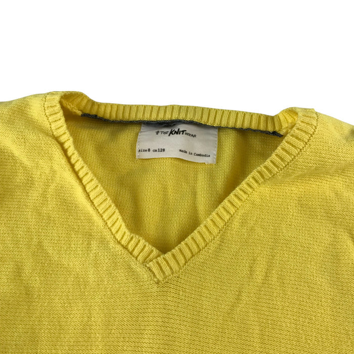 The Knitwear 7-8 years yellow plain v-neck jumper