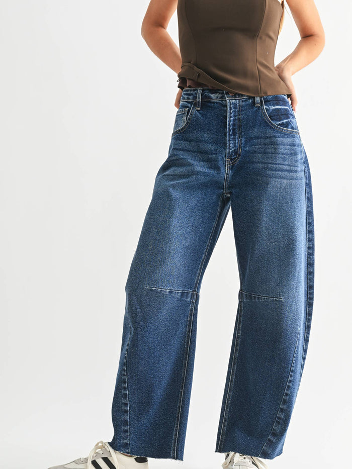 The Seamed Barrel Jean - Dark Denim - BP473J