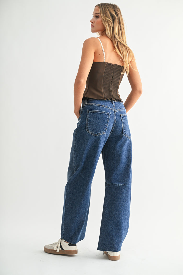 The Seamed Barrel Jean - Dark Denim - BP473J
