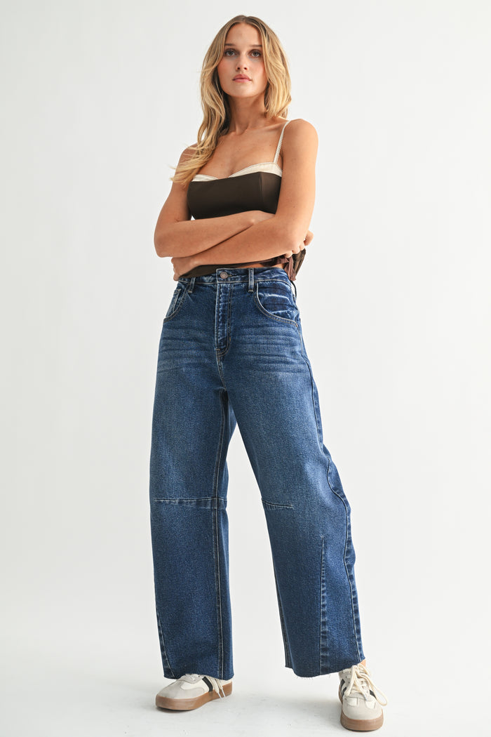The Seamed Barrel Jean - Dark Denim - BP473J