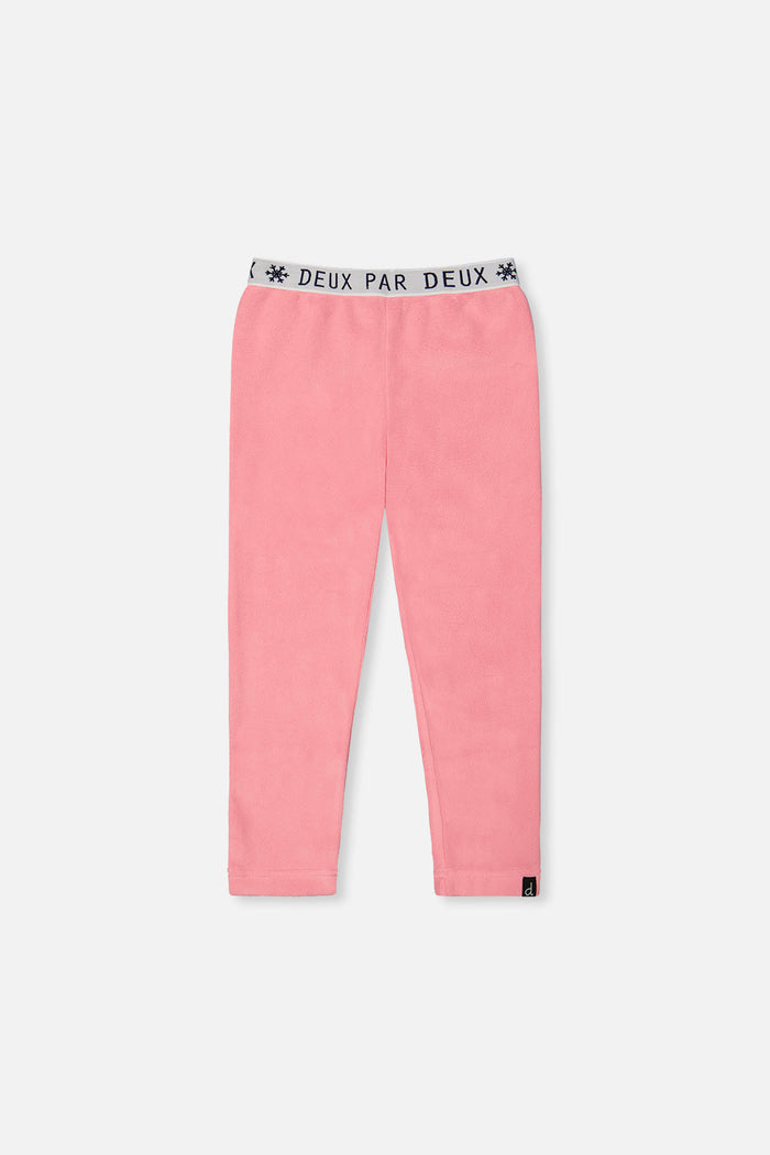 Deux par Deux girls' thermal leggings in light pink – front view