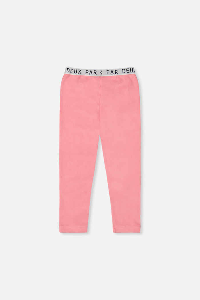 Deux par Deux girls' thermal leggings in light pink – back view