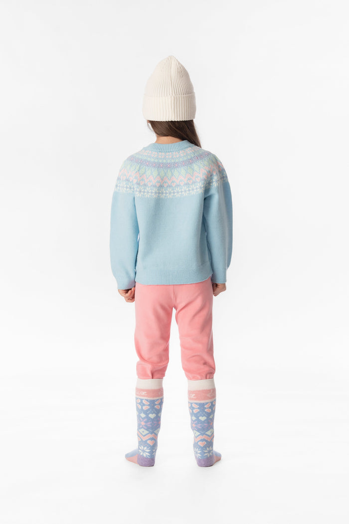 Deux par Deux girls' thermal leggings in light pink – worn by a model