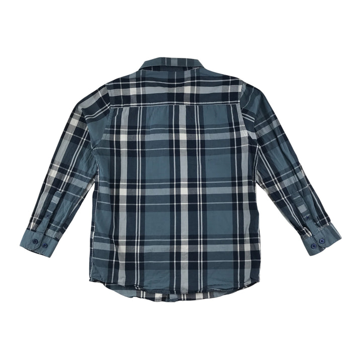 Threadboys 11-12 years greyish blue and white checked buttoned cotton shirt