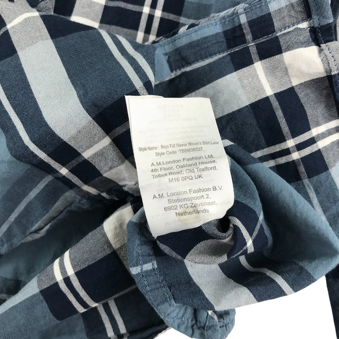 Threadboys 11-12 years greyish blue and white checked buttoned cotton shirt