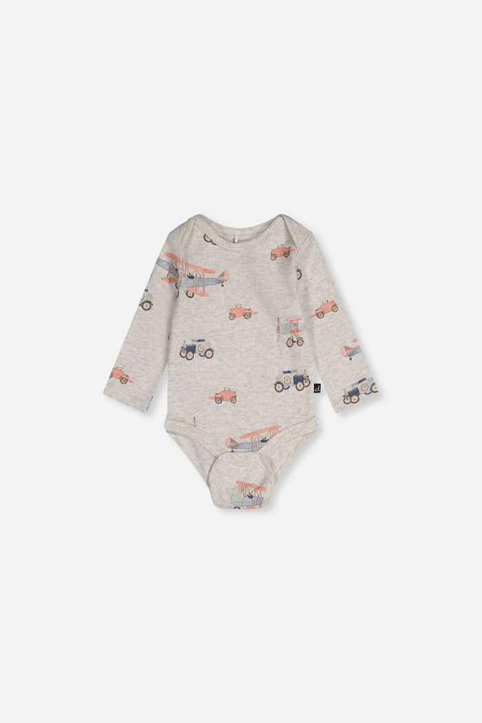 Deux par Deux organic cotton baby onesie 3-pack with airplanes and vintage car, view 5