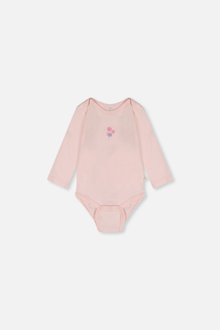 Deux par Deux baby girl organic cotton onesie 3-pack in pinks and purple hedgehog print, view 2