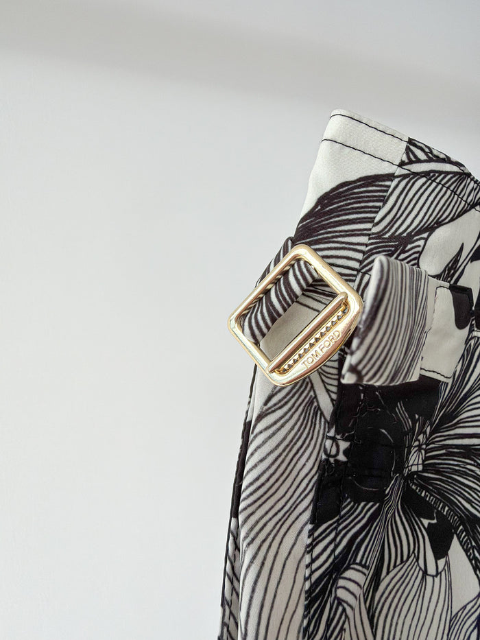 Tom Ford Black White Floral Swim Shorts