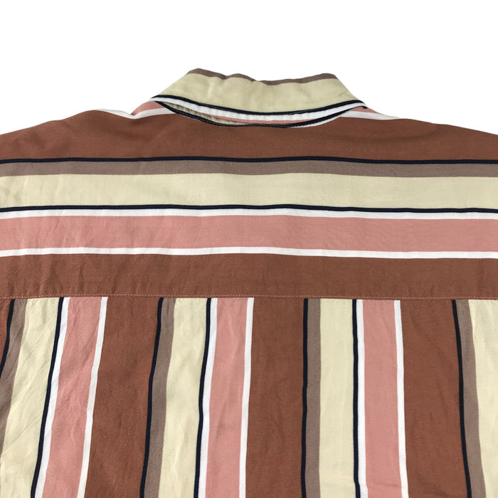 Topman men's L brown and pink striped buttoned short sleeve shirt