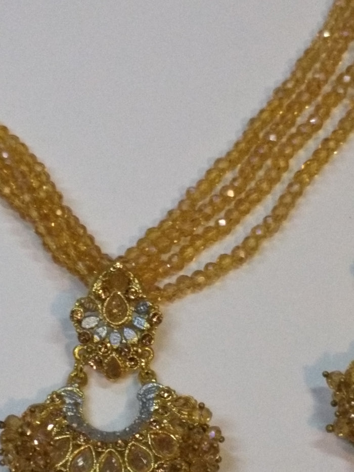 Trapezoid champagne Crystal Earrings & Pendant Set - NATASHAHS