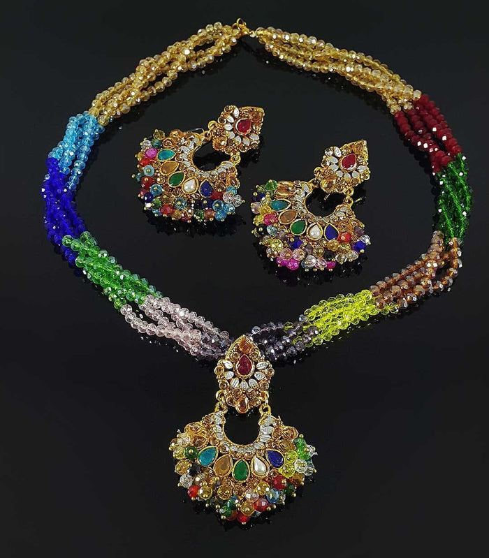 Trapezoid Crystal Earrings & Pendant Set - NATASHAHS