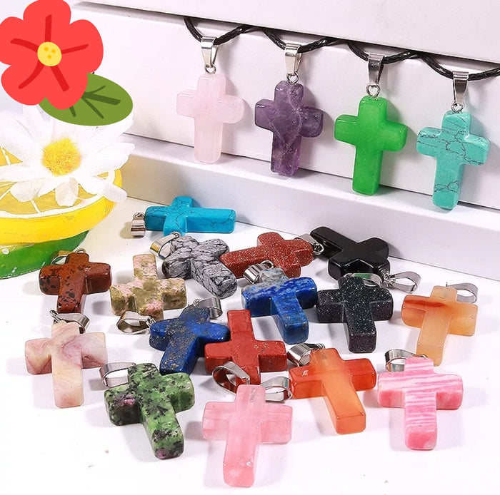 Trendy Gemstone Cross Pendants