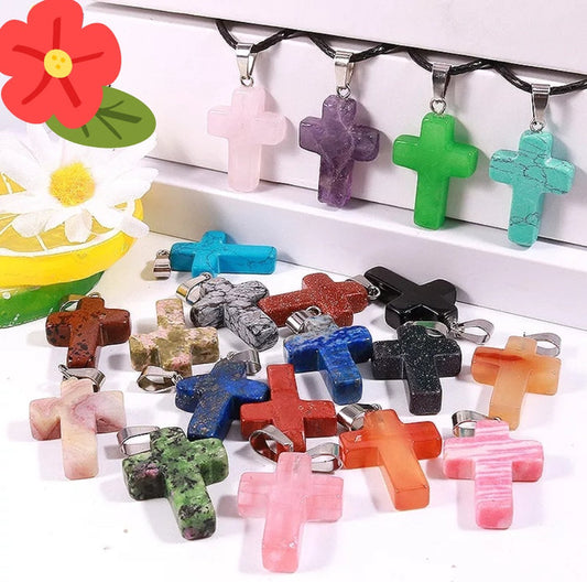 Trendy Gemstone Cross Pendants
