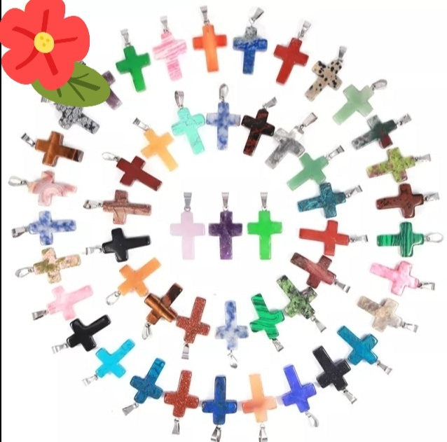 Trendy Gemstone Cross Pendants