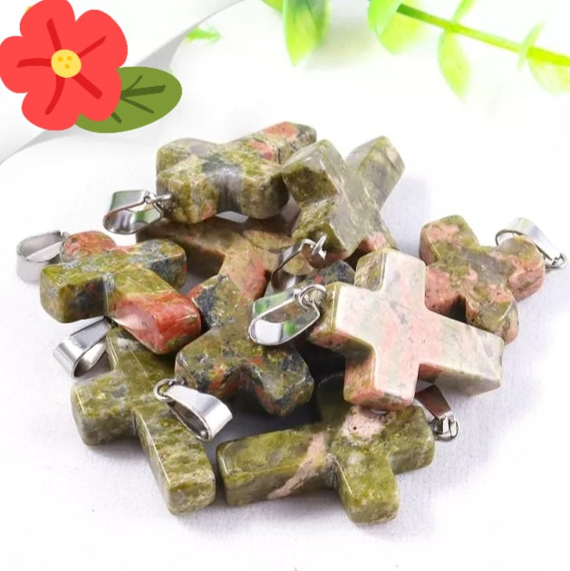 Trendy Gemstone Cross Pendants