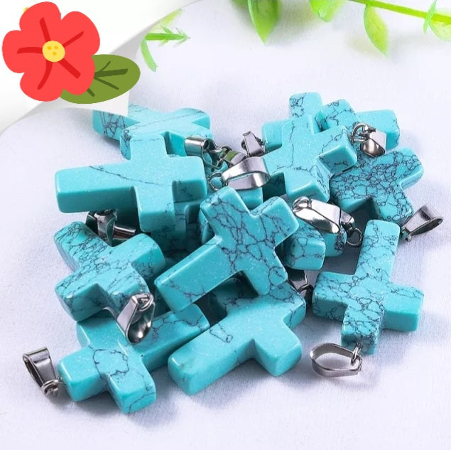 Trendy Gemstone Cross Pendants
