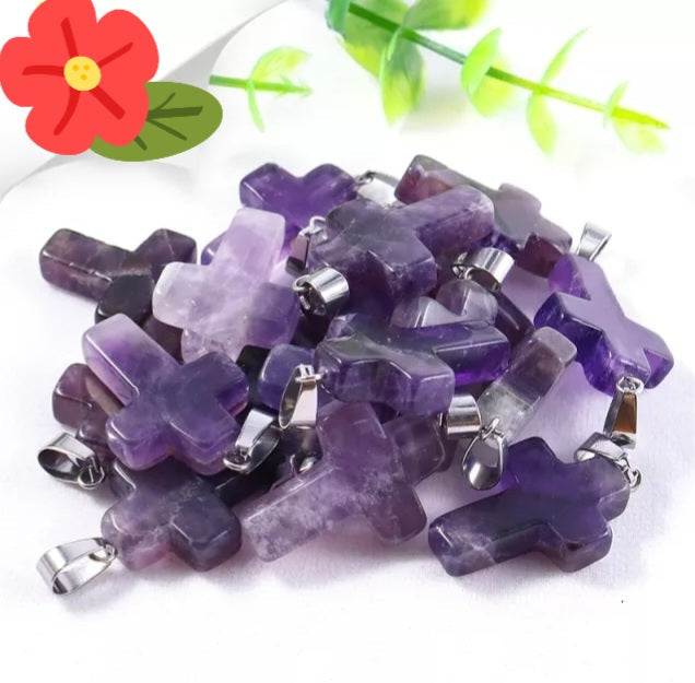 Trendy Gemstone Cross Pendants